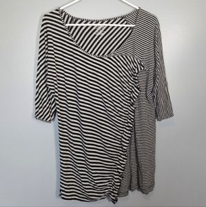 Lane Bryant Top with Stripes and Ruffle in Black & Gray Colors